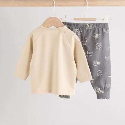 Monochrome Dog Top and Leggings 2 Piece Baby Set