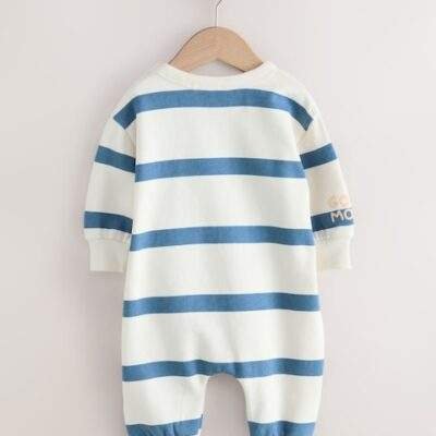 Blue Stripe Baby Sweat Romper