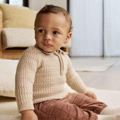 Neutral Baby Knitted Top and Trousers Set