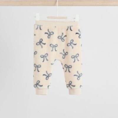 Black/White Soft Velour Bow Print Jumper and Trousers Set