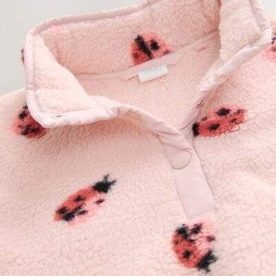Pink Ladybird Half Popper Fleece