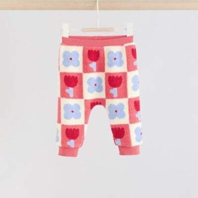 Red/ Purple Check Baby Fleece Tops and Leggings Set 2 Piece