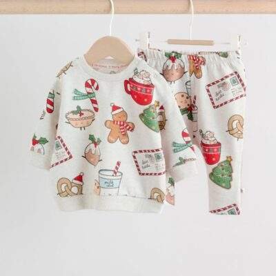 Grey Santa Treats Christmas Sweat and Joggers Baby Set