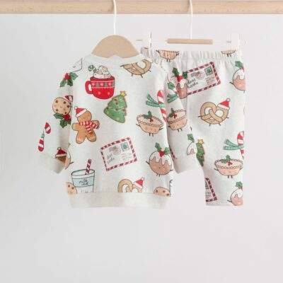 Grey Santa Treats Christmas Sweat and Joggers Baby Set
