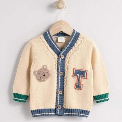 Varsity Bear 100% Cotton Cardigan