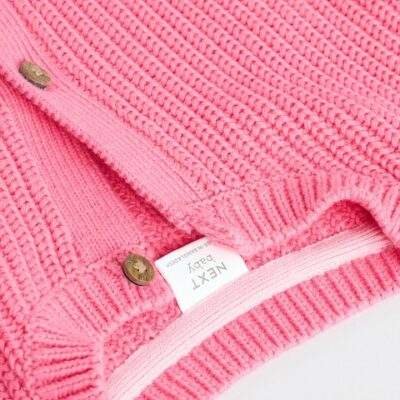 Pink Smile Embroidered Baby Cardigan