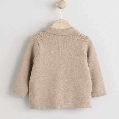 Tan Brown Zip front knitted Shacket