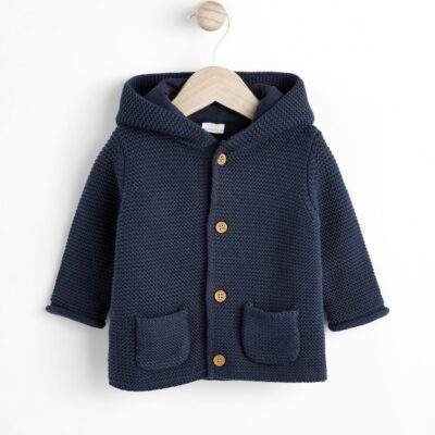 Navy Blue Knitted Baby Cardigan