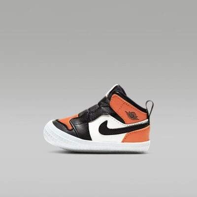 Nike Jordan 1 Crib Bootie Black, Orange & White