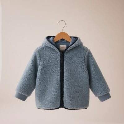 Light Blue Hooded Fleece Zip Through Jacket