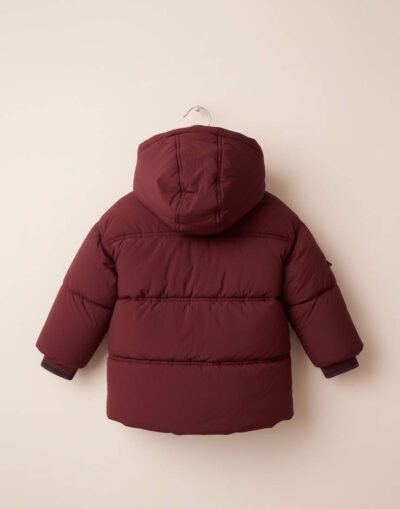 Burgundy Red Borg Lined Padded Shower Resistant Coat