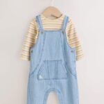 Blue Baby Denim Dungarees and Bodysuit Set