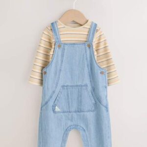 Blue Baby Denim Dungarees and Bodysuit Set