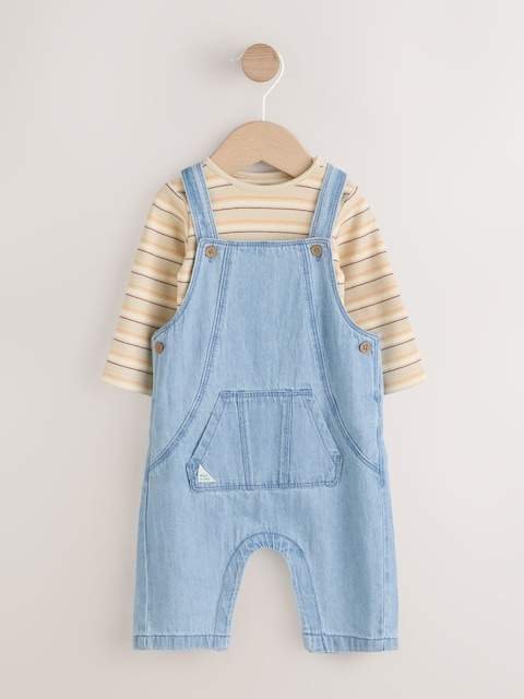 Blue Baby Denim Dungarees and Bodysuit Set