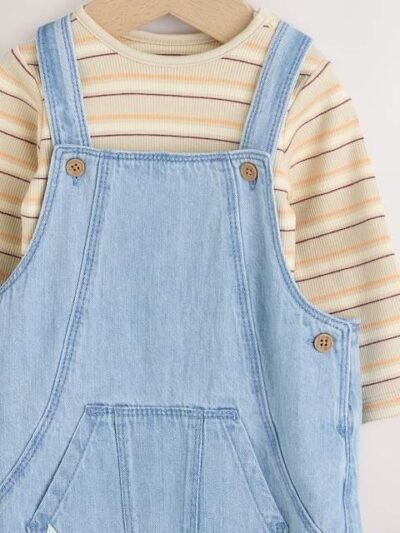 Blue Baby Denim Dungarees and Bodysuit Set