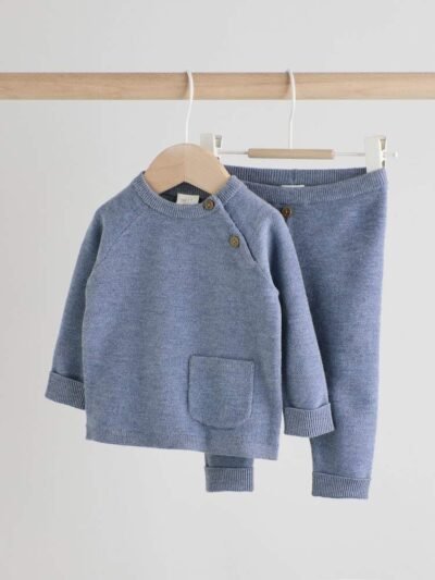 Blue Baby Knitted Jumper and Leggings Set