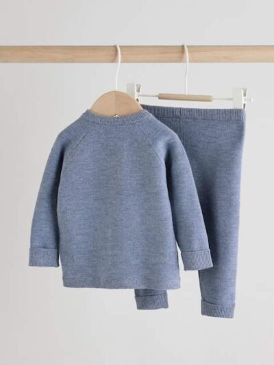 Blue Baby Knitted Jumper and Leggings Set