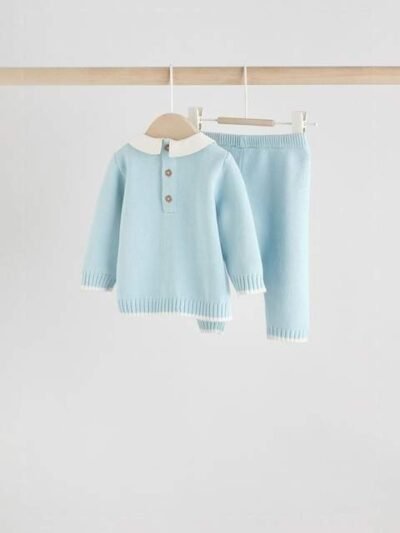 Blue Knitted Jumper and Leggings Baby Set