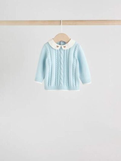 Blue Knitted Jumper and Leggings Baby Set