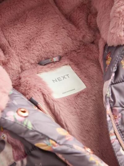 Damson Unicorn Shower Resistant Faux Fur Trim Padded Coat