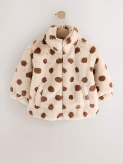 Brown/Cream Faux Fur Bomber Jacket