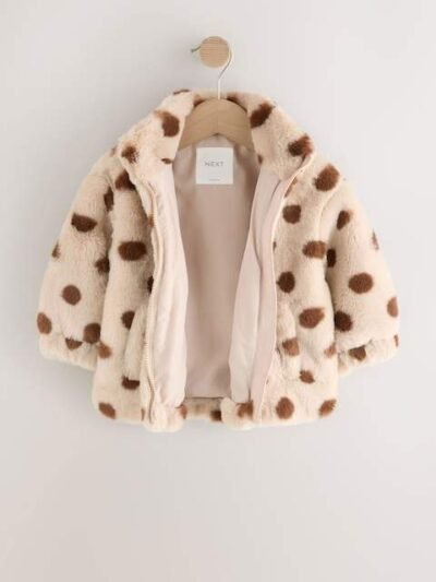 Brown/Cream Faux Fur Bomber Jacket