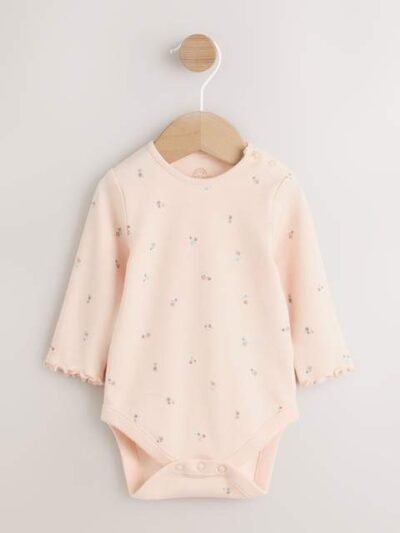 Sage Green Baby Print Long Sleeve Bodysuit and Cord Dungarees Set 2 Piece