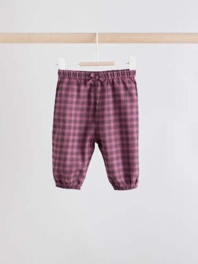 Purple Gingham Baby Woven Long Sleeve Tops and Trousers 2 Piece Set