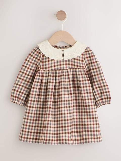 Berry/ Cream Gingham Baby Dress and Waistcoat 2 Piece Set