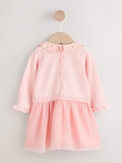 Pink Bunny Baby Knitted Twofer Dress