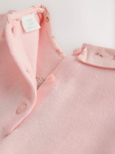 Pink Bunny Baby Knitted Twofer Dress