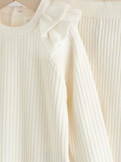 Cream Knitted Jumper and Legging 2 Piece Baby Set