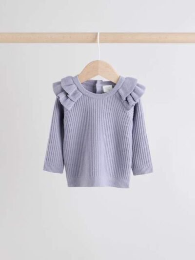 Lilac Purple Knitted Jumper and Legging 2 Piece Baby Set