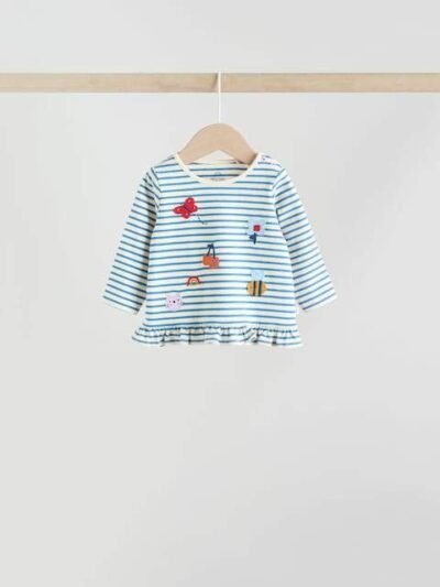 Red/Blue/Cream Long Sleeve Top And Leggings Set 6 Piece