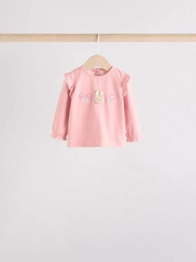 Pink/ Cream/ Bunny Character Long Sleeve Top And Leggings Set 6 Piece