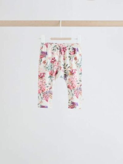 Pink/Cream Floral Baby Bow Sweaters and Leggings Set 2 Piece