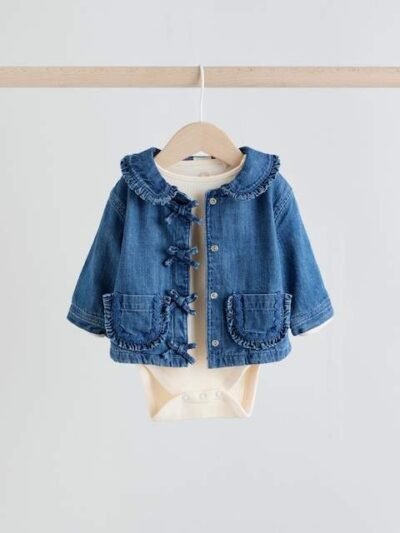 Neutral Animal Baby Denim Jacket, Top and Leggings Set 3 Piece