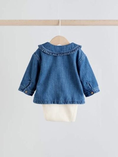 Neutral Animal Baby Denim Jacket, Top and Leggings Set 3 Piece