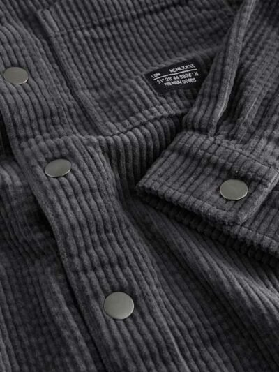 Charcoal Grey Corduroy Hooded Overshirt