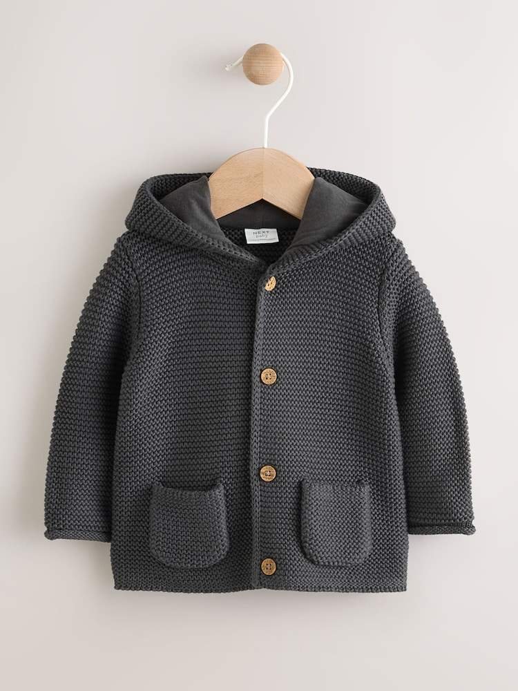 Charcoal Grey Knitted Baby Cardigan