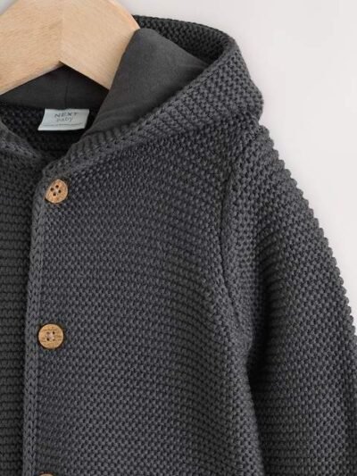 Charcoal Grey Knitted Baby Cardigan