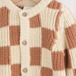 Natural Checkerboard Baby Knitted Cardigan