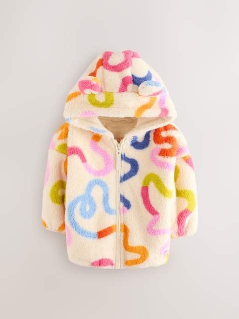 Cream Rainbow Squiggle Zip Through Fleece (3mths-7yrs)