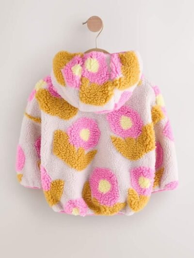 Lilac Flower Print Zip Through Fleece