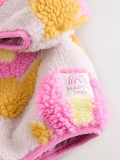 Lilac Flower Print Zip Through Fleece