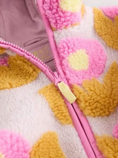 Lilac Flower Print Zip Through Fleece