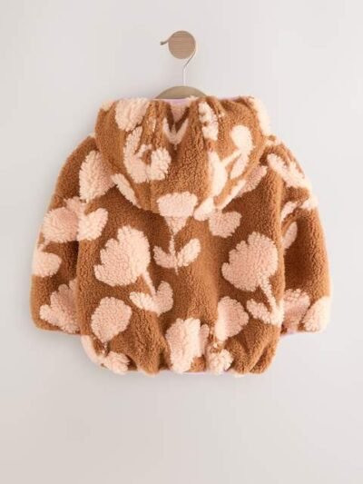 Brown Floral Zip Through Fleece