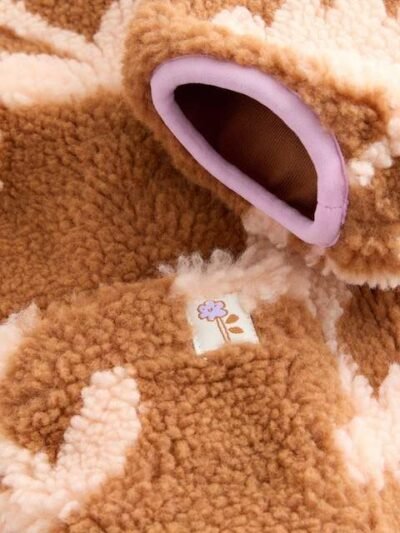 Brown Floral Zip Through Fleece