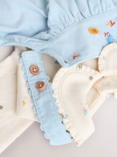 Blue Character Baby Cord Pinafore Long Sleeve Bodysuit & Tights Set