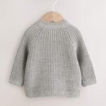 Grey Crochet Flowers Baby Knitted Cardigan